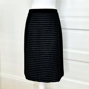 NWT Halogen Silver + Black Stripe Front Panel Seamed Pencil Skirt, Size 12